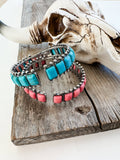 Rectangle Stone Hinge Bangle Bracelet