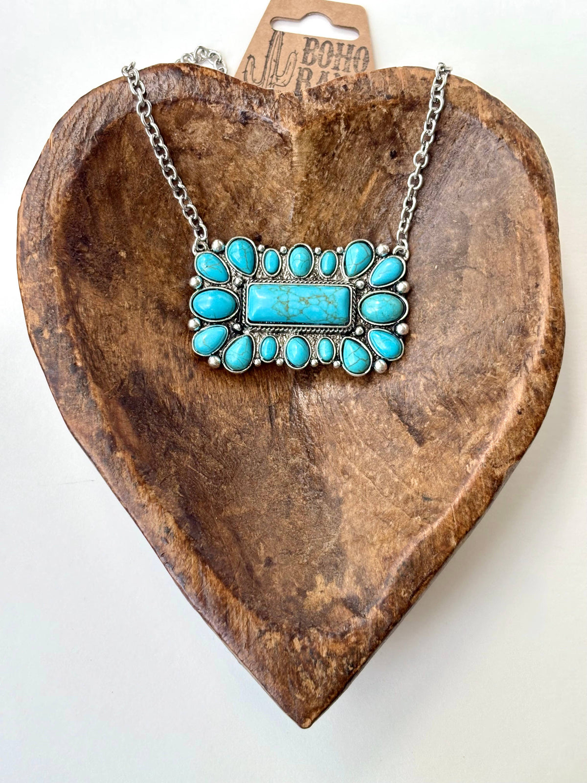 Turquoise Stone Bar Pendant Necklace