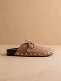 The Toni | Latte Studded Buckle Fall Clog