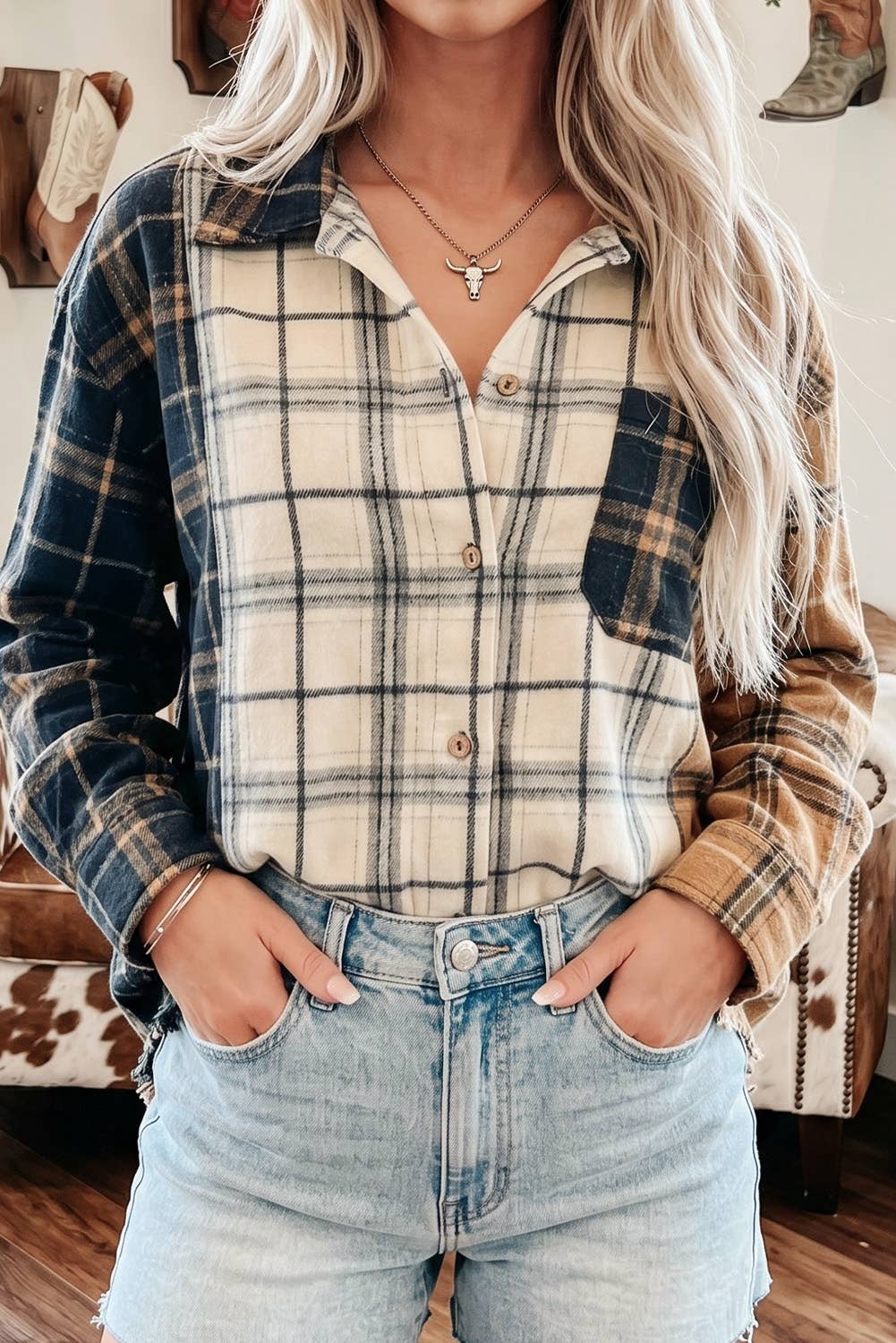 Plaid Button-Up Shacket