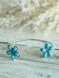 Turquoise Flower Reverse Cuff